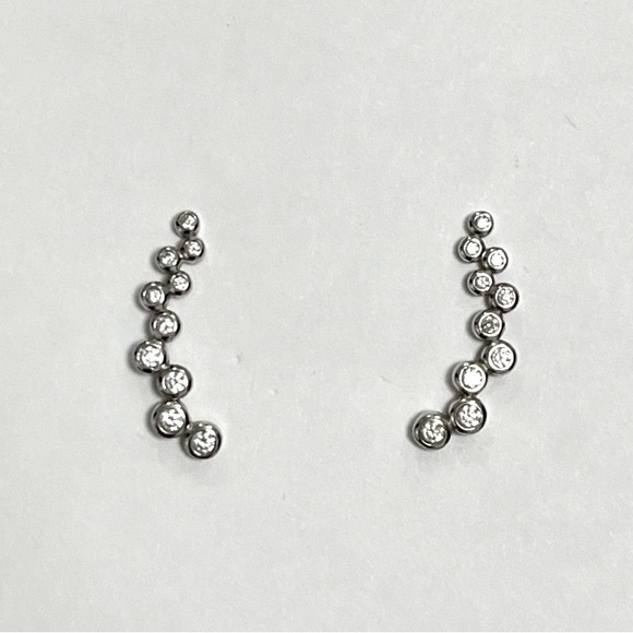 Sterling CZ Bubble Ear Climber - Sterling silver post earrings - Picture 2 of 7